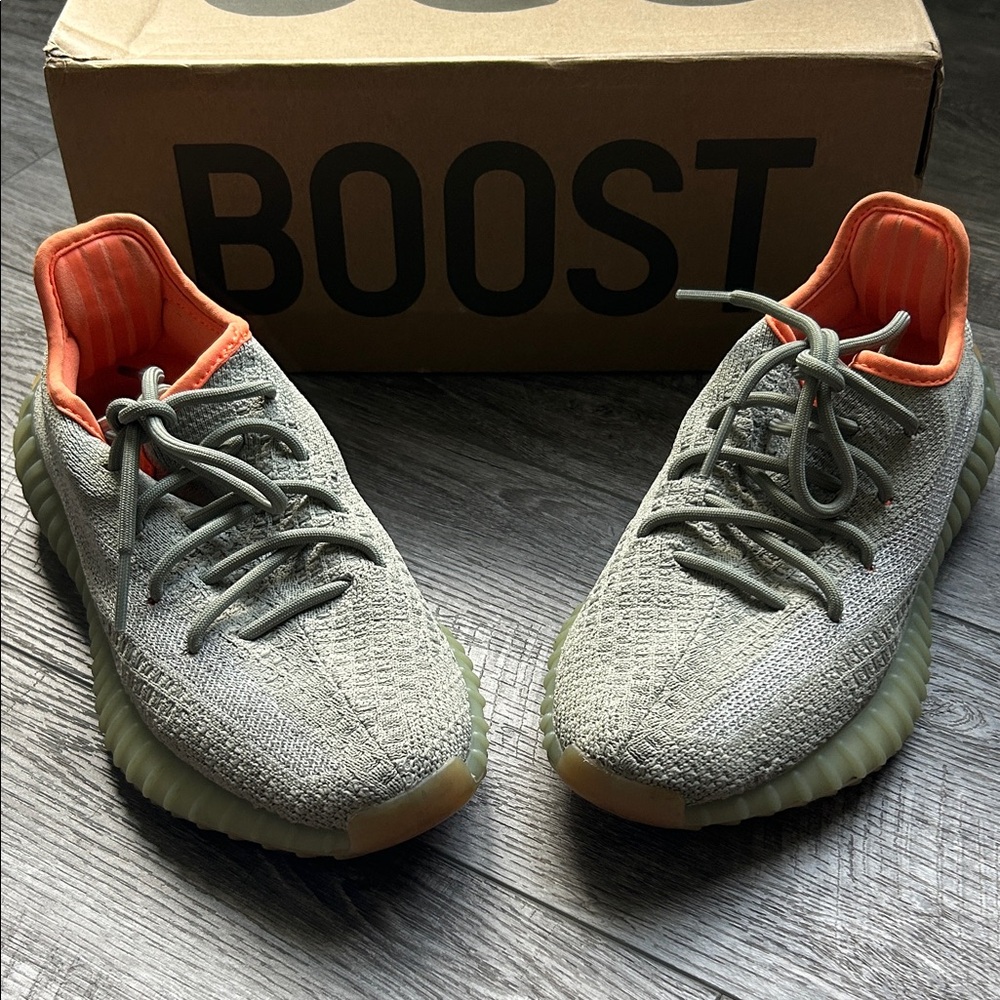 Yeezy Gray and Orange Sneakers